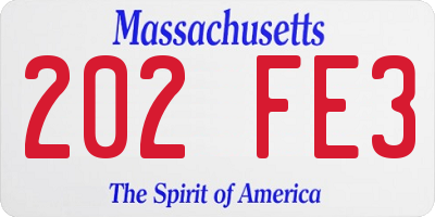 MA license plate 202FE3