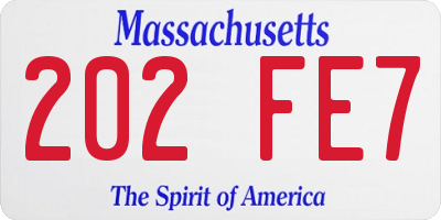 MA license plate 202FE7