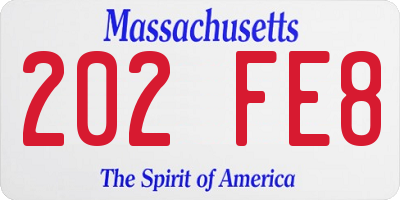 MA license plate 202FE8