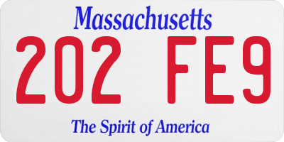 MA license plate 202FE9