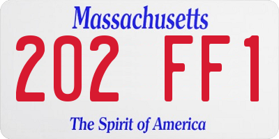MA license plate 202FF1
