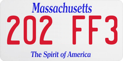 MA license plate 202FF3