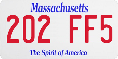 MA license plate 202FF5