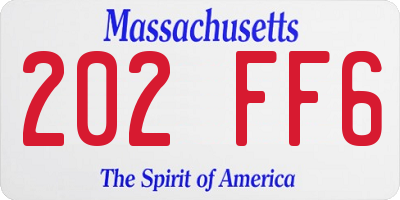 MA license plate 202FF6