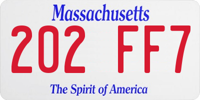 MA license plate 202FF7