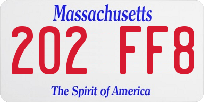 MA license plate 202FF8