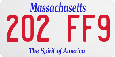 MA license plate 202FF9