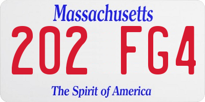 MA license plate 202FG4