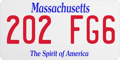 MA license plate 202FG6