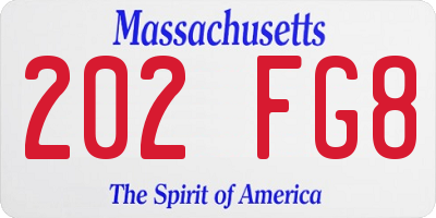 MA license plate 202FG8