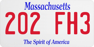 MA license plate 202FH3