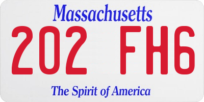 MA license plate 202FH6