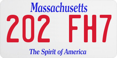MA license plate 202FH7