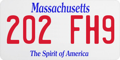 MA license plate 202FH9