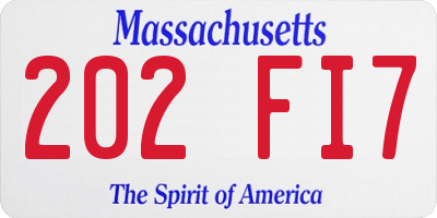 MA license plate 202FI7
