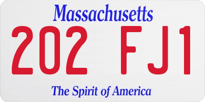 MA license plate 202FJ1