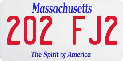 MA license plate 202FJ2