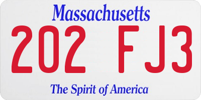 MA license plate 202FJ3