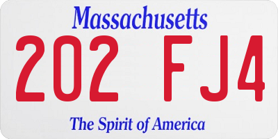 MA license plate 202FJ4