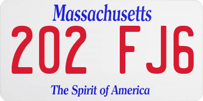 MA license plate 202FJ6