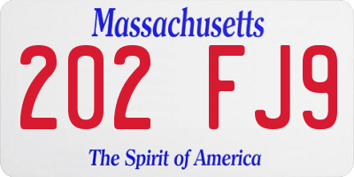 MA license plate 202FJ9