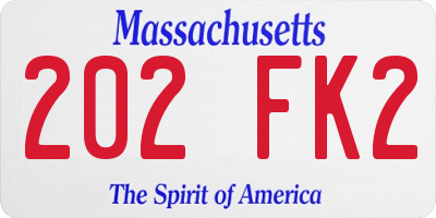 MA license plate 202FK2
