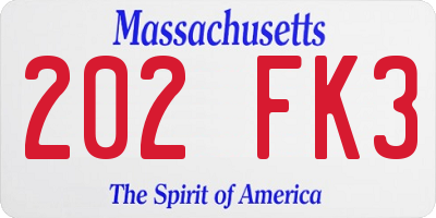 MA license plate 202FK3