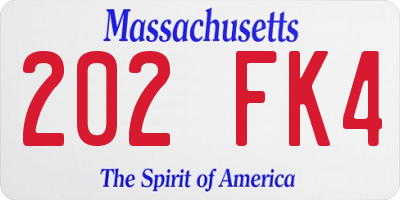 MA license plate 202FK4