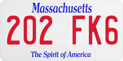 MA license plate 202FK6