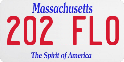 MA license plate 202FL0