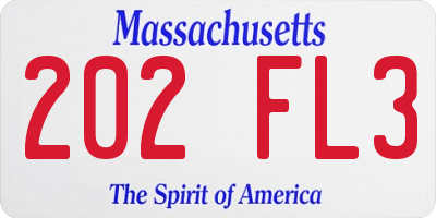 MA license plate 202FL3