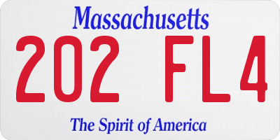 MA license plate 202FL4