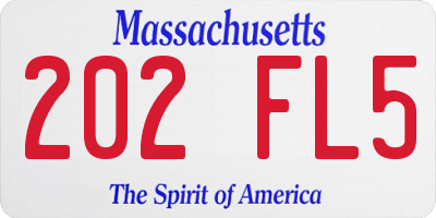 MA license plate 202FL5
