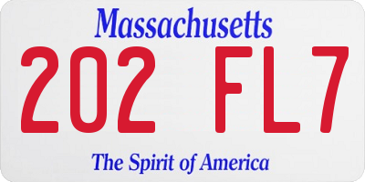 MA license plate 202FL7