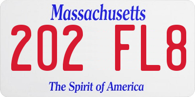 MA license plate 202FL8