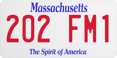 MA license plate 202FM1