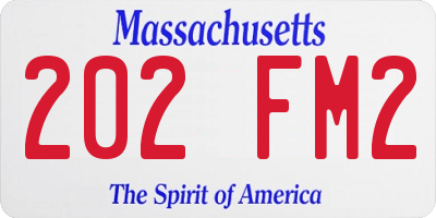 MA license plate 202FM2