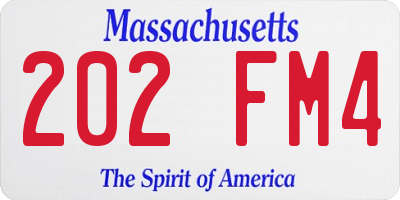 MA license plate 202FM4