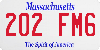 MA license plate 202FM6