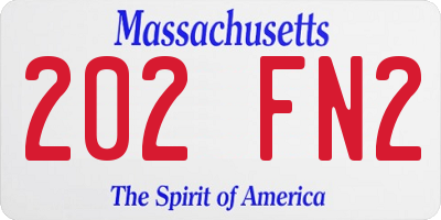 MA license plate 202FN2