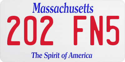 MA license plate 202FN5