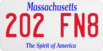 MA license plate 202FN8