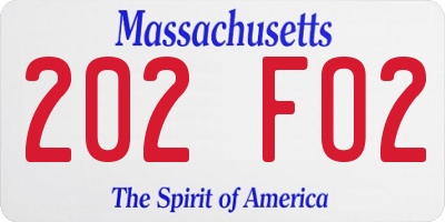 MA license plate 202FO2