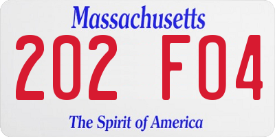 MA license plate 202FO4