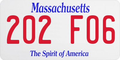 MA license plate 202FO6