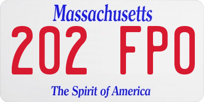 MA license plate 202FP0