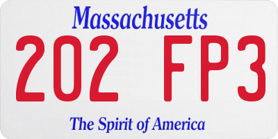 MA license plate 202FP3