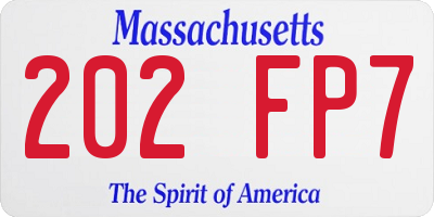 MA license plate 202FP7