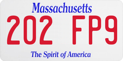 MA license plate 202FP9