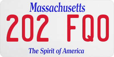MA license plate 202FQ0